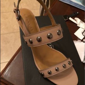 Coach Mandy sandals in stone color